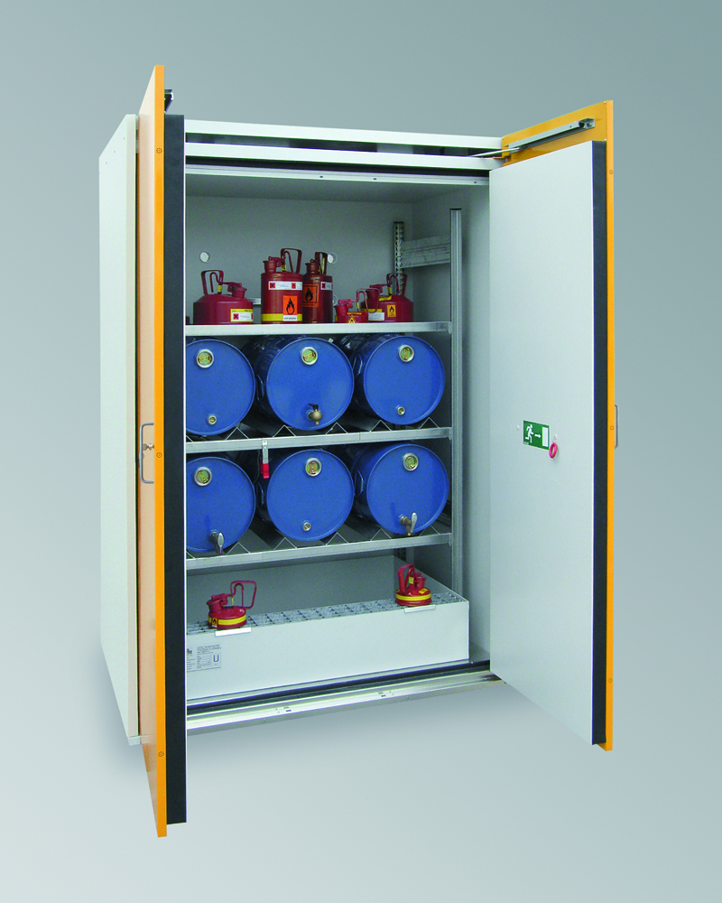 Brandschutz-Fass-Schrank für 6 x 60 l (liegend) + Kleingebinde